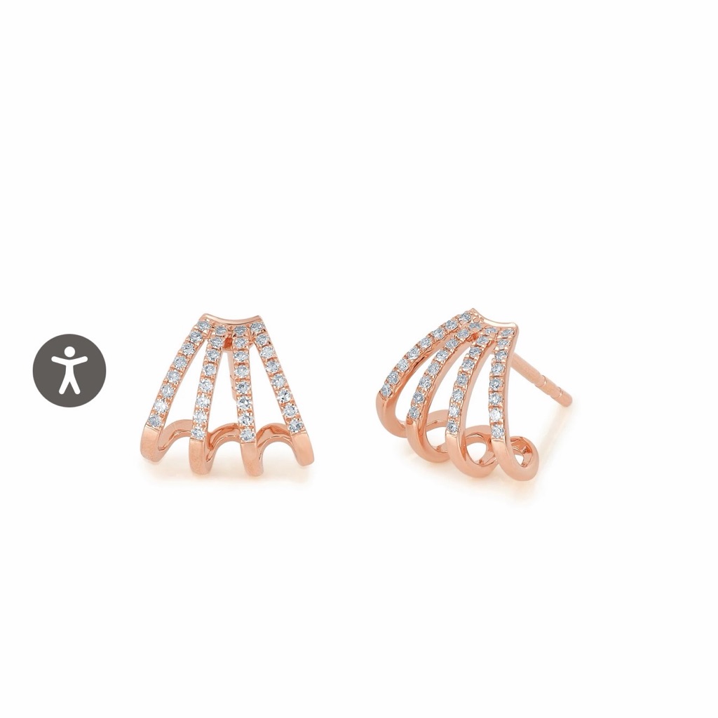 Ef Collection Diamond Multi Hug Earrings In Rose Gold